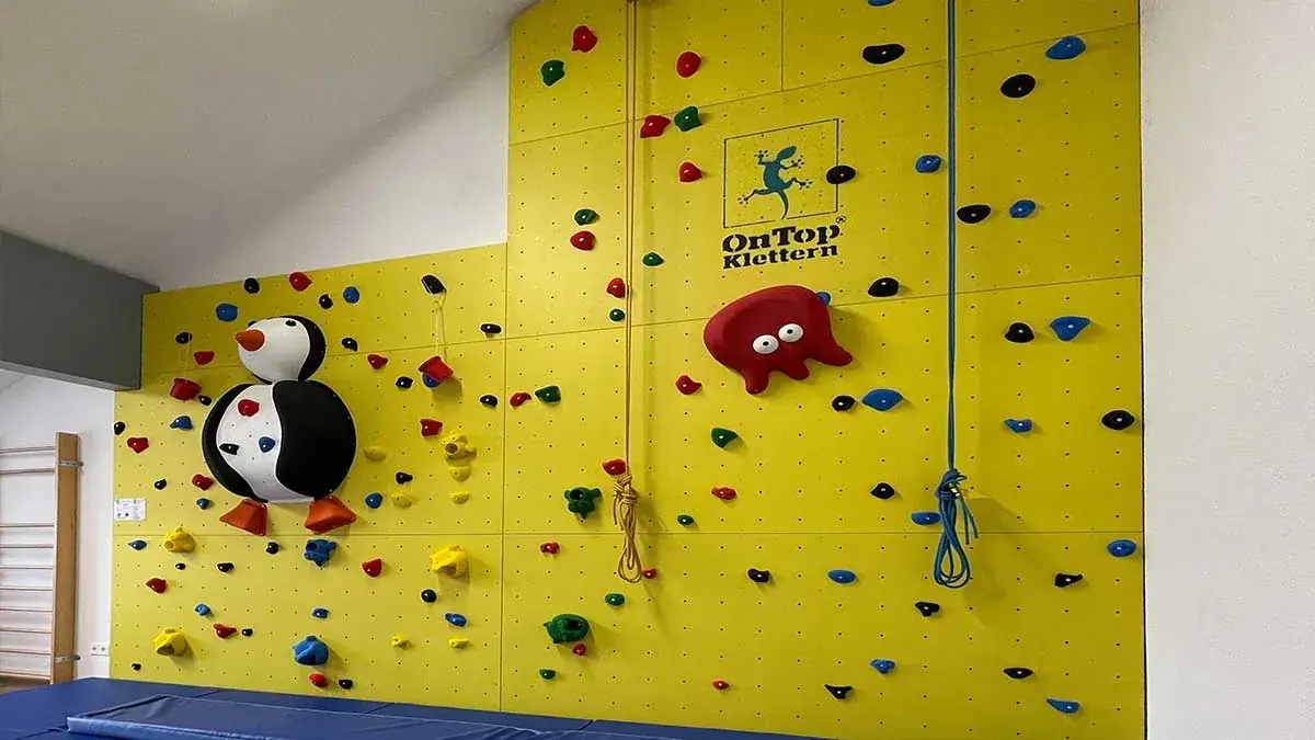 Kletter- und Boulderwand in der Therapiepraxis Birkenbach für die Kinder-Ergotherapie